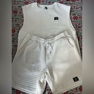 Classic White Textured Top & Shorts Set